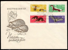 EAST GERMANY(1962) Red Ants. Weasels. Shrews. Bat. Unaddressed FDC With Cache And Thematic Canclt. Scott Nos 591-4. - 1950-1970