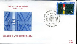 FDC 2167/68 - 100e Verjaardag "Belgische Werkliedenpartij" - 1981-1990