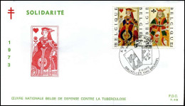 1697+1698 - FDC - Solidariteit, Speelkaarten - Stempel : Bruxelles/Brussel - 1971-1980