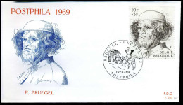 1491-  FDC - Postphila II, Pieter Bruegel De Oude- Stempel : Brussel / Bruxelles - 1961-1970