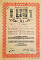 S.A. Des Conduites D'Eau - Liège (Les Vennes) - Action De 500 Fr Au Porteur - Water