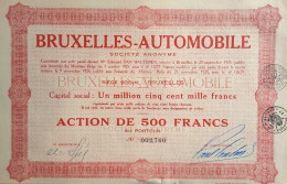 Bruxelles - Automobile  - Action De 500 Francs -  1926 - Automobilismo
