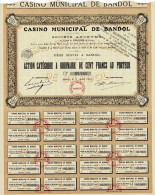 Titre De 1930 - Casino Municipal De Bandol - - Casino