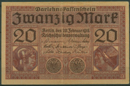 Dt. Reich 20 Mark 1918, DEU-62 Serie O, Leicht Gebraucht (K1522) - 20 Mark