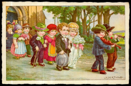 CPA Illustrateur BERTIGLIA - Mariage - Petits Mariés - Enfants - Violon Pipeau - Bertiglia, A.