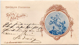 ARGENTINA 1899 - Entire Letter Sheet Of 5c Orange Libertad Large Head Gj Szc 9 C. New Year Greetings - Brieven En Documenten