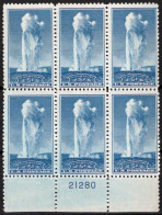 ZAYIX US 744 MLH (gum Skips) Plate Block #21280  5c Blue Yellowstone 052023-SM30 - Blocks & Sheetlets