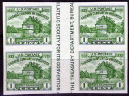 ZAYIX US 766 MNH NGAI Fort Dearborn Block W/ Vertical Gutter Special 050223S02M - Blocks & Sheetlets