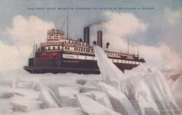 ZAYIX Postcard Great Lakes Ship Car Ferry Chief Wawatam In Ice Divided Back - Other & Unclassified