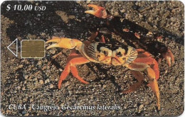 Cuba - Etecsa (Chip) - Underwater Life - Cangrejo Gecarcimus Lateralis Crab, 08.2001, 10$, 30.000ex, Used - Cuba