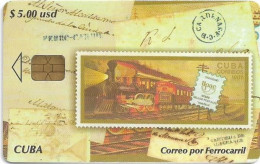 Cuba - Etecsa (Chip) - Stamps Phonecards, Train Correo Por Ferrocarril, 02.2005, 5$, 25.000ex, Used - Kuba