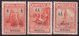 Macao 1925 Sc RAJ1-3  Postal Tax Due Set MLH* - Ongebruikt
