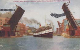 ZAYIX Postcard Great Lakes Steamship Soo City State Street Bascule Bridge Lifted - Otros & Sin Clasificación