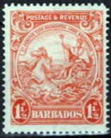 ZAYIX Barbados 168b VLH Perf 14 1 1/2b Orange Seal Of Colony 061923S133 - Barbados (...-1966)