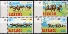 ZAYIX Barbados 312-315 MNH Horse Racing Sports Animals Pets 062723S24M - Barbados (1966-...)