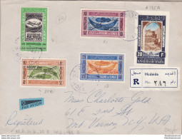 1956 YEMEN (Nord) - Michel 70I-71II-72II-82II-142B Registered Letter To New York - Asia (Other)