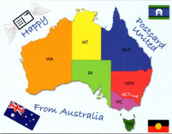 22-6-2024 (79) Australia - Map Of 8 States & Territory  (2 Postcars) - Autres & Non Classés