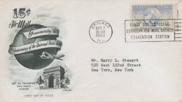 ZAYIX US C43-6 Artmaster FDC 75th Anniversary Of UPU Airmail USFM102023100 - 1941-1950