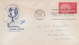 ZAYIX US C44 House Of Farnam Blue FDC 25c UPU Anniversary Air Mail USFM102023128 - 1941-1950