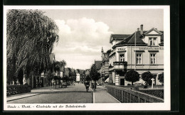 AK Bünde I. W., Blick über Die Elsebrücke Mit Der Bahnhofstrasse  - Buende