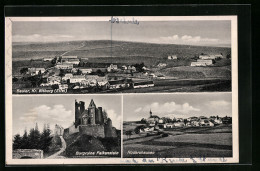 AK Bauler /Kr. Bitburg /Eifel, Gesamtansicht, Burgruine Falkenstein, Ortsansicht Rodershausen  - Bitburg