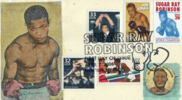 US 4020 FDC Sugar Ray Robinson, Boxer, Hand-painted SMB Cachets ZAYIX 0124M0214 - 2011-...