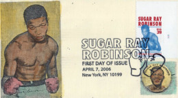 US 4020 FDC Sugar Ray Robinson, Boxer, Hand-painted SMB Cachets ZAYIX 0124M0213 - 2011-...