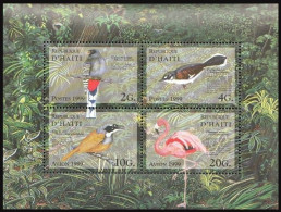 Haiti 1999 MNH SS, Birds, Greater Flamingo, Trogon, Warbler, Tanager - Fenicotteri