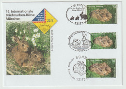 Animals Rabbit - Hase Three Times, Postal Stationary, Ordinary & Self Adhesive Stamp On FDC From Germany 2016. Postal We - Conigli