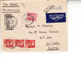 FRANCIA  1928 - Lettre Recommande  "Par Avion"  To Egipt - Brieven En Documenten