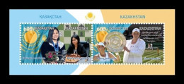 Kazakhstan 2023 Mih. 1354/55 (Bl.166) Chess And Tennis. Bibisara Assaubayeva And Elena Rybakina MNH ** - Kazakhstan