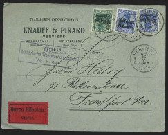 Belgique - Lettre Exprès Affranchie OCC2 + OCC4 X2 Occupation Allemande Cachet à Date VERVIERS /1915 + Censure "VERVIERS - OC1/25 General Government