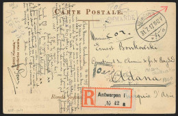 Belgique - Carte Postale Affranchie Occupation Allemande De ANTWERPEN /1917 Recommandée Pour La Turquie (rare Destinatio - OC1/25 General Government