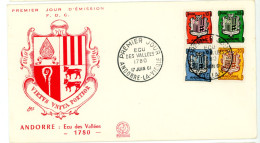 ANDORRE ENV 1961 ANDORRE LA VIEILLE PREMIER JOUR ARMOIRIES - Storia Postale