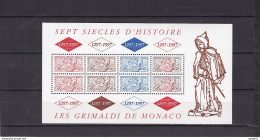 Monaco " Les Grimaldi De Monaco " 7 Siècles D'Histoire 1297-1997 Bloc 75 MNH** - Blocks & Kleinbögen