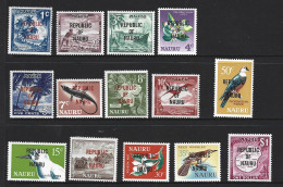 Nauru 1968 Republic Overprint Definitive Set Of 14 MNH - Nauru