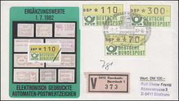 1.1  Drei ATM-Ergänzungswerte 70+110+300 Pf Auf Wert-FDC Ransbach ESSt 1.7.82 - Machine Labels [ATM]