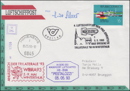 Luftschiffspost DKL 17 PESTALOZZI WIBRA93 Winterthur FDC ESSt Bregenz 5.5.1993 - Zeppelin