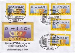 3.2 Posthörner VS-Satz 5 ATM 5-225, Satz-FDC Mit ET-O Berlin 22.10.99 - Machine Labels [ATM]