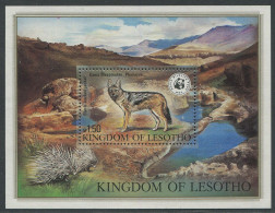 Kingdom Of Lesotho:Unused Block  Animal, Black-backed Jackal, WWF, 1981, MNH - Ungebraucht