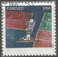 USA 2015 Earthscapes Barge Fleeting Forever SC.# 4710I Used NICE VARIETY PRINTED WITHOUT LOWER WRITING !!! - Errors, Freaks & Oddities (EFOs)