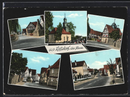 AK Rossdorf über Hanau, Strassenpartie Mit Fachwerkhäusern, Kirche Mit Friedhof  - Hanau