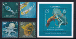 145 SUD GEORGIE 2010 - Y&T 477/80 BF 18 - Cephalopode Calmar Pieuvre - Neuf **(MNH) Sans Charniere - South Georgia