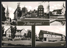 AK Ahaus / Westf., Blick Auf Schloss, Bahnhof Und Post  - Ahaus