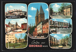 AK Gronau /Westf., Kurt Schumacher Platz, Berliner Platz, Konrad Adenauer Str., St. Antonius-Kirche, Stadtpark  - Gronau
