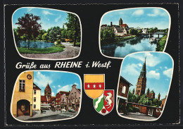 AK Rheine I. Westf., Stadtpark, Blick Zur Kirche, Flusspartie  - Rheine