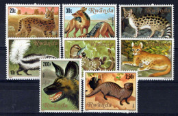 Rwanda 1035-1042 MNH Wildlife Meat-Eating Animals Wild Cats ZAYIX 0624S0572 - Other & Unclassified