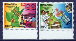 Rwanda 913-914 MNH Weavers Music Drummers Satellites ZAYIX 0624S0560 - Altri & Non Classificati