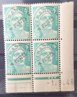 France 1949/51 N°98 En Bloc De 4  1/9/48 ** TB Cote 4€ - 1950-1959