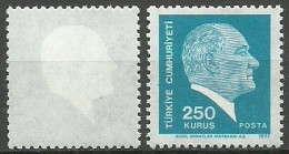 Turkey; 1977 Regular Issue Stamp 250 K. ERROR "Missing Print" - Ongebruikt